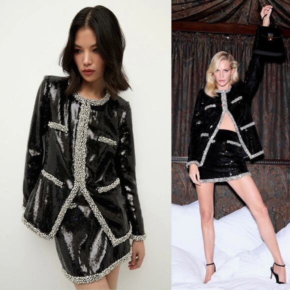 VERONICA BEARD Perry Sequin Skirt with Pearl Trim - Picture 5 of 12